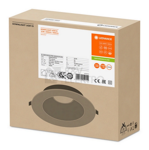 Obrázek produktu LED podhledové svítidlo LEDVANCE Downlight UGR<19 155mm 14W 4000K neutrální bílá IP54 10