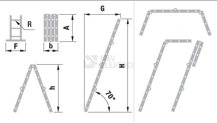 Obrázek produktu Žebřík ALVE 4410 univerzální kloubový 4x 3 příček max. 3,44m 3