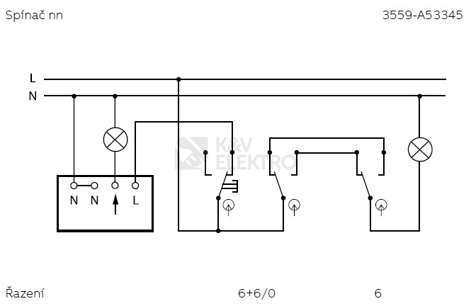 Obrázek produktu ABB Tango vypínač č.6+6 IP44 slonová kost 3559A-A52940 C 2