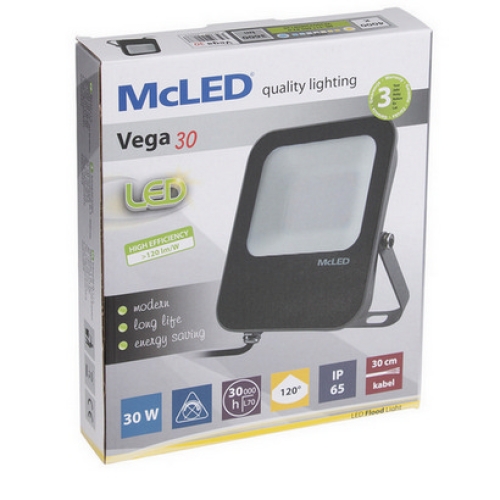 LED reflektor McLED Vega 30W 3600lm 4000K neutrální bílá IP65 ML-511.605.82.0