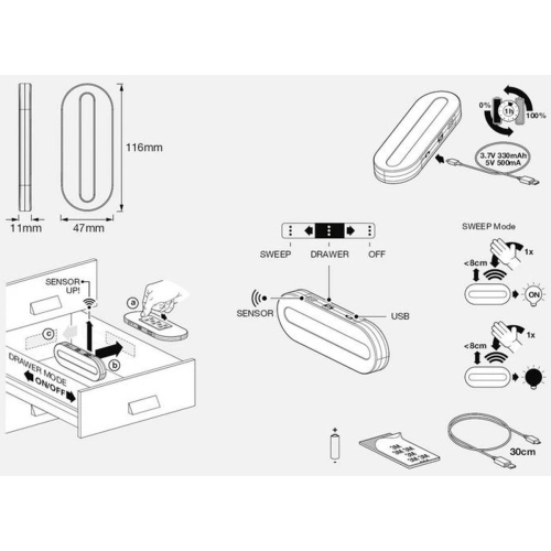 Nábytkové LED svítidlo LEDVANCE Linear LED Mobile IR USB White s čidlem nabíjecí (obrázek 4)