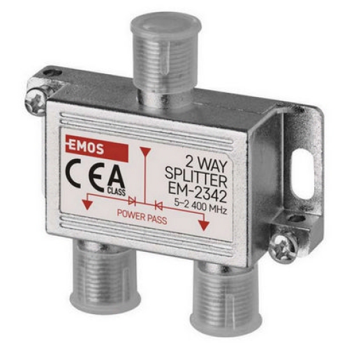 Anténní televizní rozbočovač EMOS J0102 EM2342 2x výstup F 3,7 dB