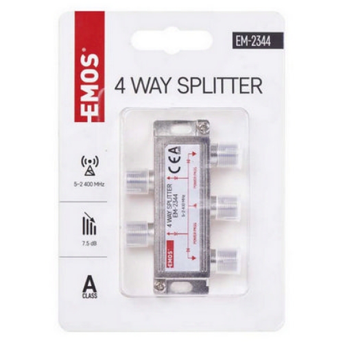 Anténní televizní rozbočovač EMOS J0104 EM2344 4x výstup F 7dB