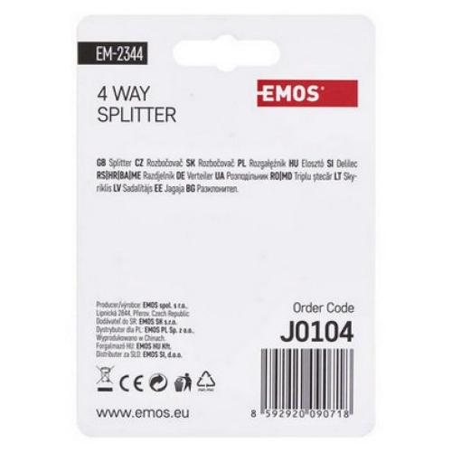 Anténní televizní rozbočovač EMOS J0104 EM2344 4x výstup F 7dB (obrázek 3)