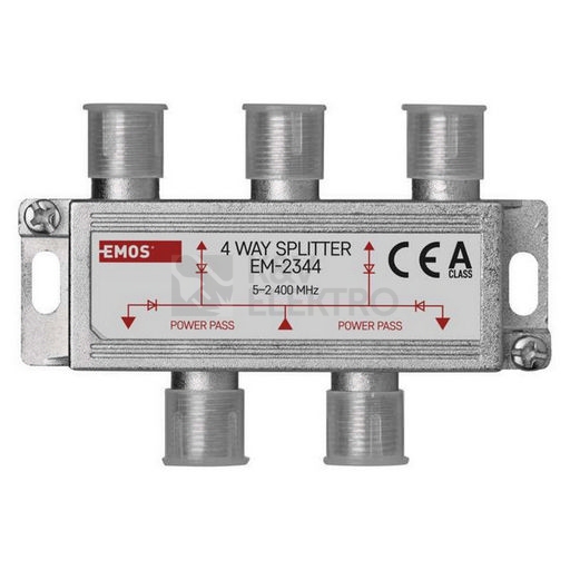Obrázek produktu Anténní televizní rozbočovač EMOS J0104 EM2344 4x výstup F 7dB 0