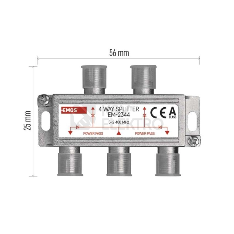 Obrázek produktu Anténní televizní rozbočovač EMOS J0104 EM2344 4x výstup F 7dB 5