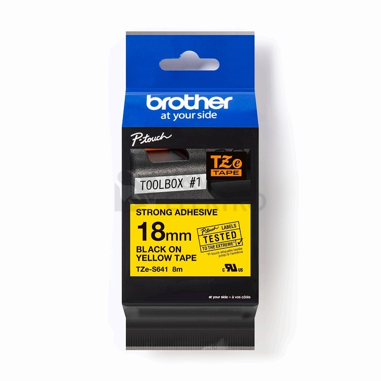 Obrázek produktu Páska do štítkovače Brother ProTape TZE-S641 vysoce přilnavá žlutá/černá 18mm 8m 0