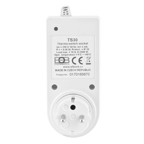 Tepelně spínaná zásuvka ELEKTROBOCK TS30 pro HDO (obrázek 3)
