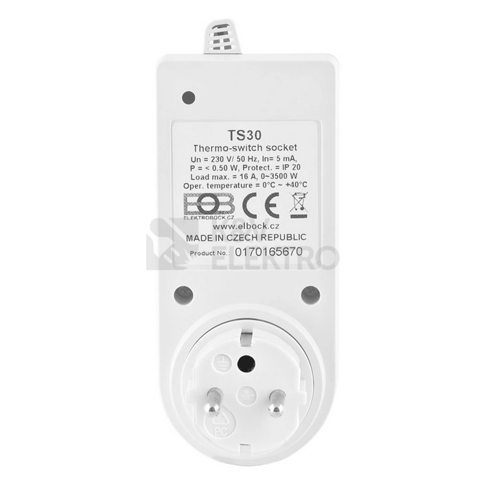 Obrázek produktu Tepelně spínaná zásuvka ELEKTROBOCK TS30 pro HDO 2