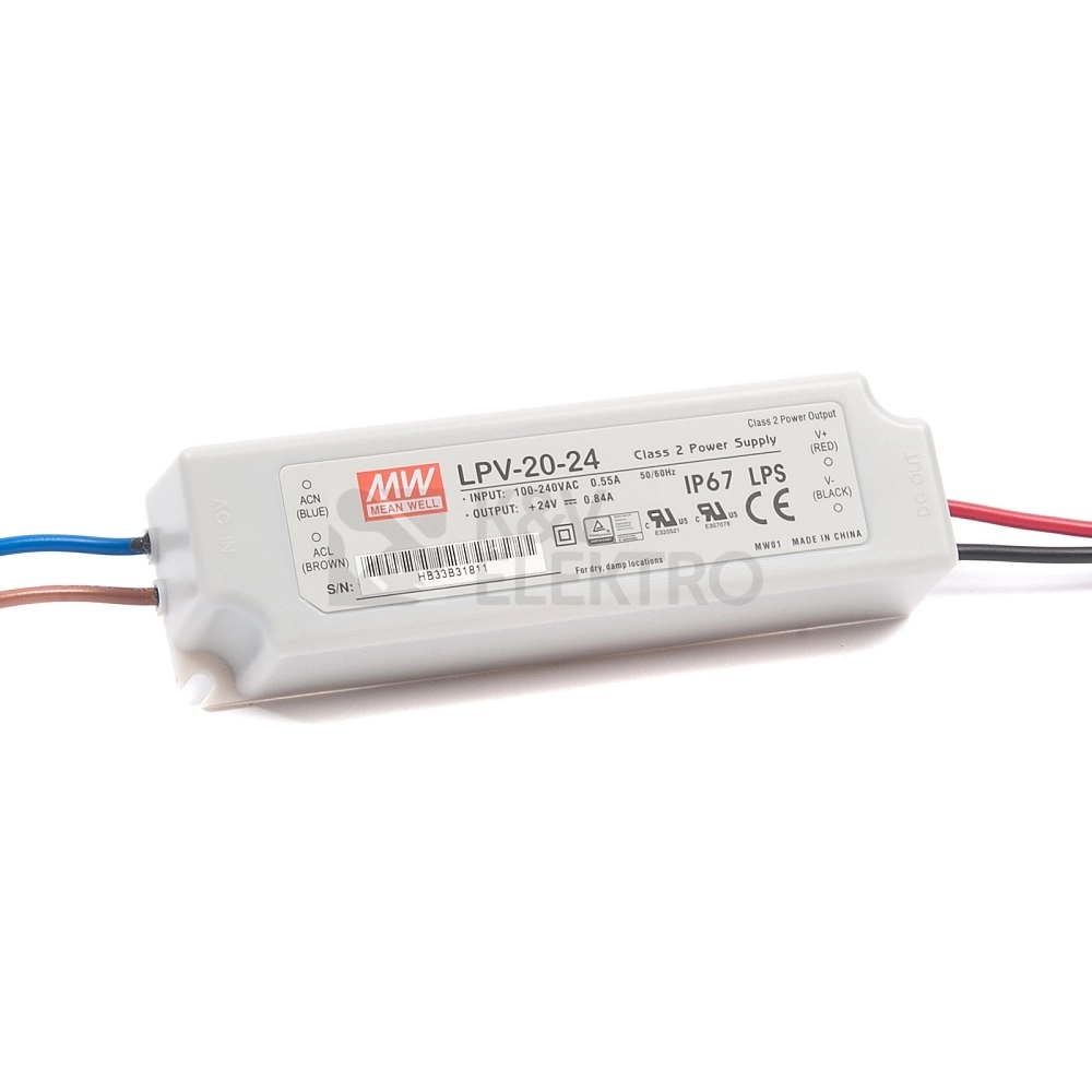Obrázek produktu Napájecí zdroj MEAN WELL pro LED 24VDC 20W LPV-20-24 0