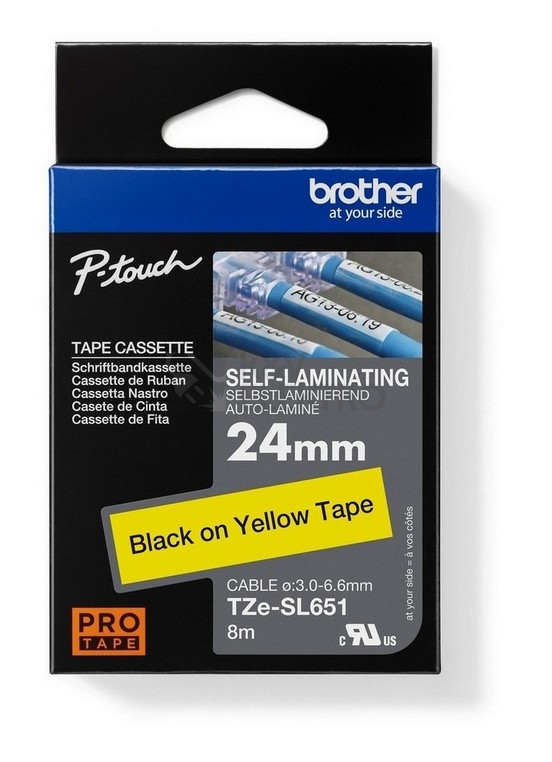 Obrázek produktu Páska do štítkovače Brother ProTape TZE-SL651 samolaminovací žlutá/černá 24mm 8m 0