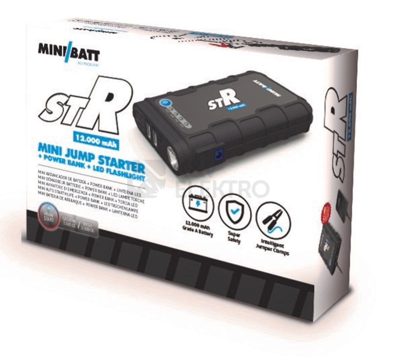 Obrázek produktu Bateriový startovací zdroj/booster 12V MiniBatt STR powerbanka 5V 12000mAh 5