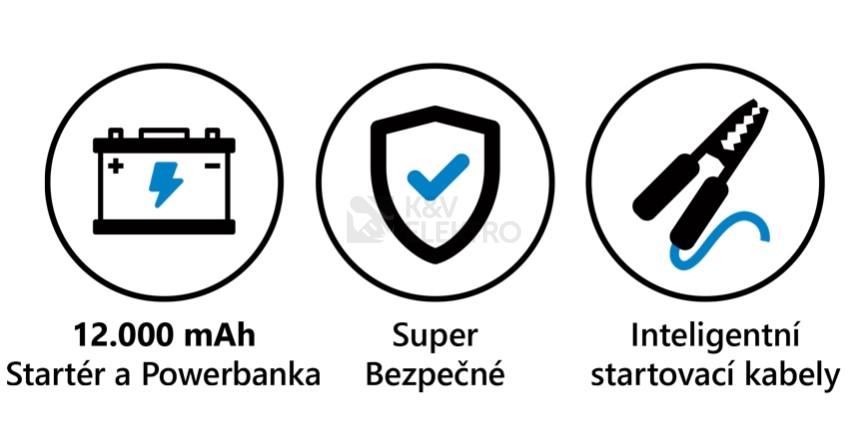 Obrázek produktu Bateriový startovací zdroj/booster 12V MiniBatt STR powerbanka 5V 12000mAh 6