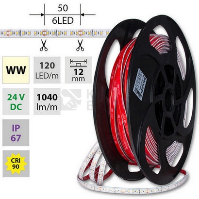 Obrázek produktu LED pásek McLED 24V teplá bílá CRI90 š=12mm IP67 14W/m 120LED/m SMD2835 ML-126.013.90.2 5