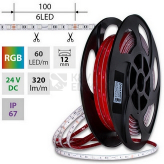 Obrázek produktu LED pásek McLED 24V RGB š=12mm IP67 12W/m 60LED/m SMD5050 ML-128.001.90.2 5
