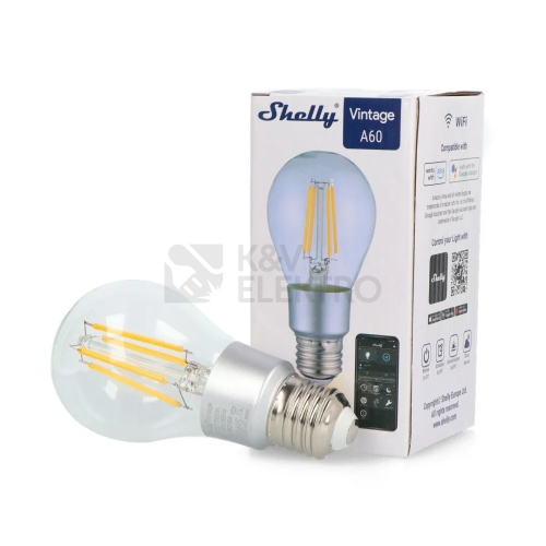  Chytrá LED žárovka E27 Shelly Vintage A60 Filament 7W (60W) 2700K WiFi stmívatelná