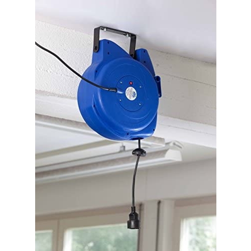 Prodlužovací kabel na bubnu 15m/1zásuvka 3×1,5mm2 samonavíjecí s držákem na zeď as-Schwabe 812611 1193548