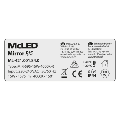 LED svítidlo McLED Mirror R15 15W 4000K IP44 ML-421.001.84.0 (obrázek 5)