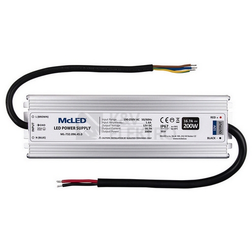 Obrázek produktu  LED napájecí zdroj McLED 12VDC 16,7A 200W ML-732.096.45.0
 0