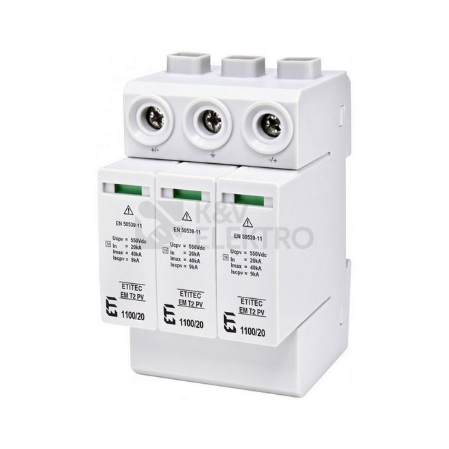 Obrázek produktu Svodič přepětí ETI ETITEC EM T2 PV 1100/20 Y 002440623 0
