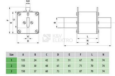 Obrázek produktu Nožová pojistka ETI NH3 gPV 250A/1000V DC 004110458 1