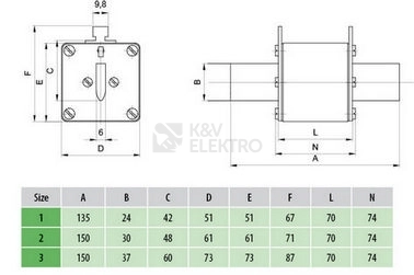Obrázek produktu Nožová pojistka ETI NH3 gPV 250A/1000V DC 004110458 1