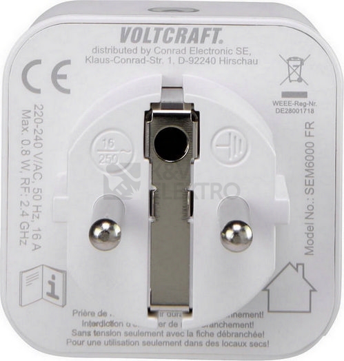 Obrázek produktu  Bluetooth měřič spotřeby energie do zásuvky VOLTCRAFT SEM6000FR 1626068 1