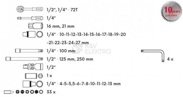 Obrázek produktu Gola sada FESTA 17234 1/4"+1/2" 73dílná 1
