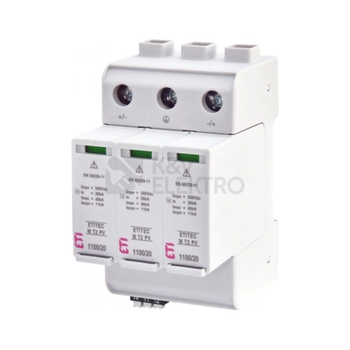 Svodič přepětí ETI ETITEC M T2 PV 1100/20 Y RC 002440516