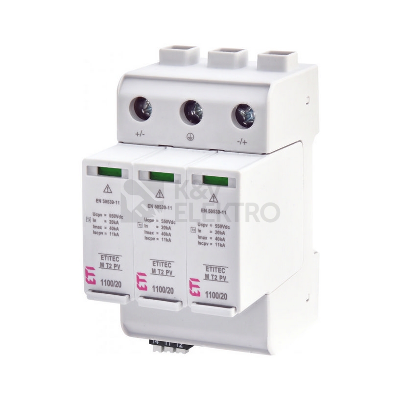Obrázek produktu Svodič přepětí ETI ETITEC M T2 PV 1100/20 Y RC 002440516 0