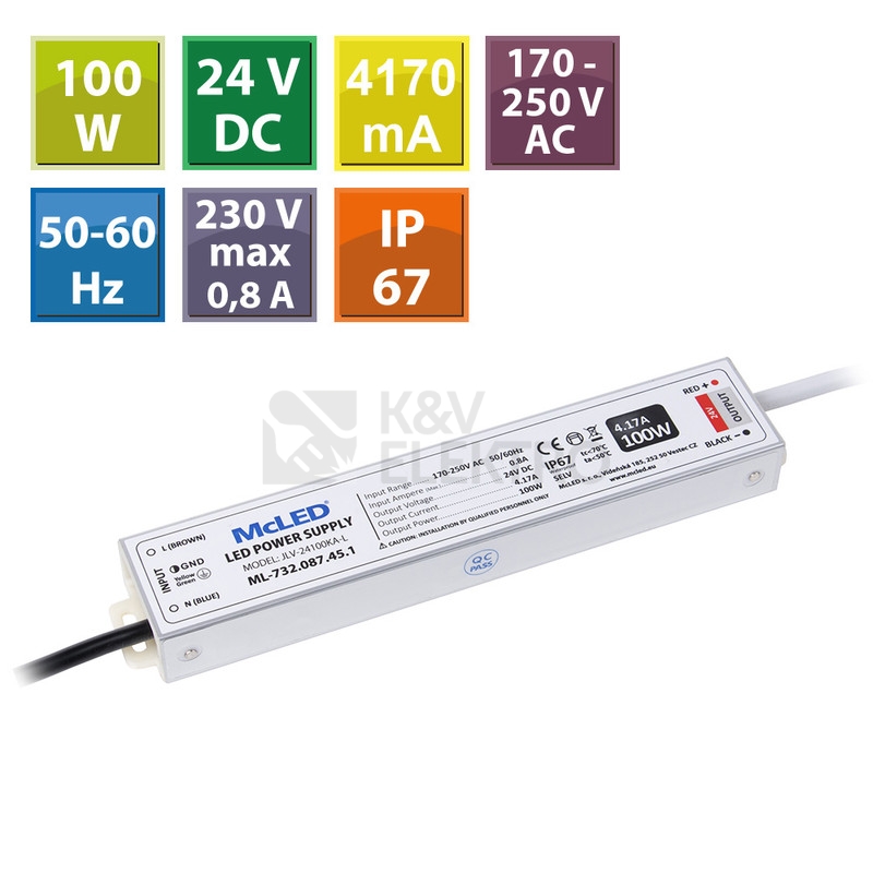 Obrázek produktu LED napájecí zdroj McLED 24VDC 6,25A 100W ML-732.087.45.1 3