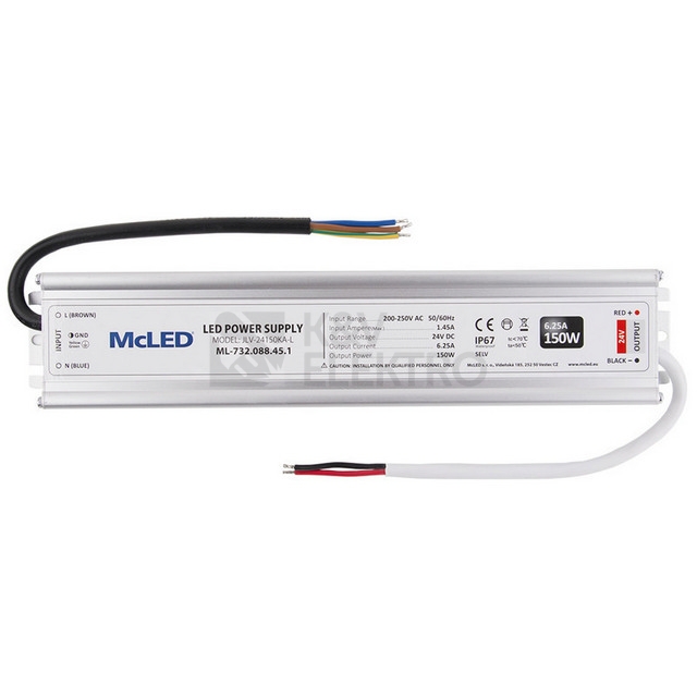 Obrázek produktu LED napájecí zdroj McLED 24VDC 12,5A 150W ML-732.088.45.1 0