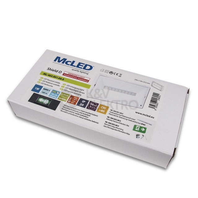 Obrázek produktu Nástěnné nouzové svítidlo McLED Shield O 1W IP20 6000K 1,5Ah 3h ML-463.001.68.0 2