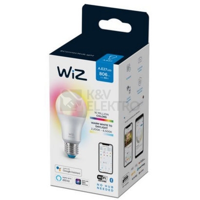 Obrázek produktu Chytrá LED žárovka E27 WiZ A60 8W (60W) 2200-6500K/RGB WiFi stmívatelná 3