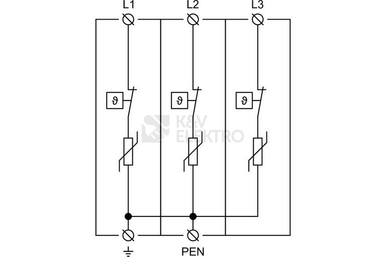 Obrázek produktu Svodič přepětí SPD typ 2+3 HSA-320/3+0 3