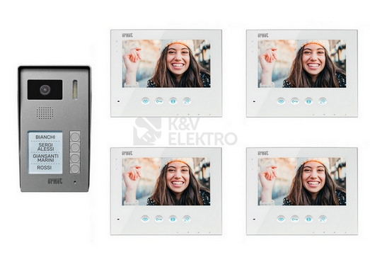 Obrázek produktu Sada barevného videotelefonu 7" URMET 1730/504 pro čtyři účastníky 0