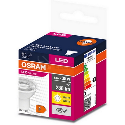 Obrázek produktu LED žárovka GU10 PAR16 OSRAM 2,8W (35W) teplá bílá (2700K) reflektor 60° 1