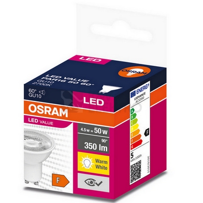 Obrázek produktu LED žárovka GU10 PAR16 OSRAM 4,5W (50W) teplá bílá (2700K) reflektor 60° 1