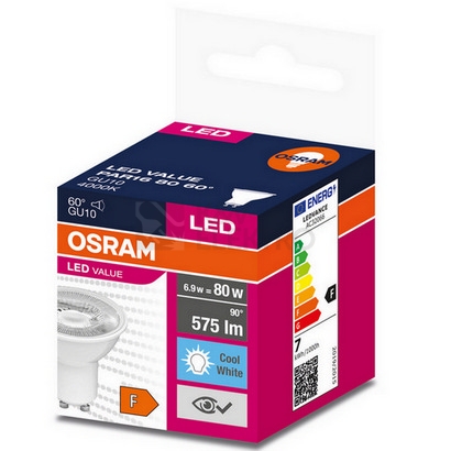 Obrázek produktu LED žárovka GU10 PAR16 OSRAM 6,9 (80W) neutrální bílá (4000K) reflektor 60° 1