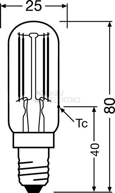 Obrázek produktu LED žárovka do lednice E14 OSRAM PARATHOM T26 FIL 4W (40W) teplá bílá (2700K) 2