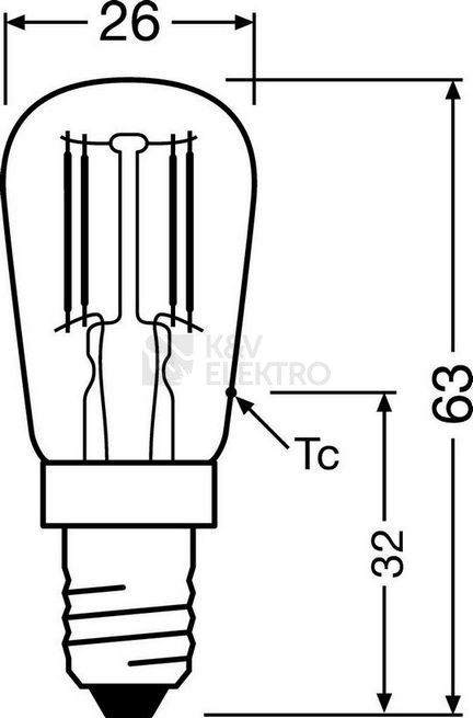 Obrázek produktu LED žárovka do lednice E14 OSRAM PARATHOM T26 Filament 2,2W (10W) teplá bílá (2700K) 2