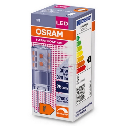 Obrázek produktu LED žárovka G9 OSRAM PARATHOM 3W (30W) teplá bílá (2700K) stmívatelná 4