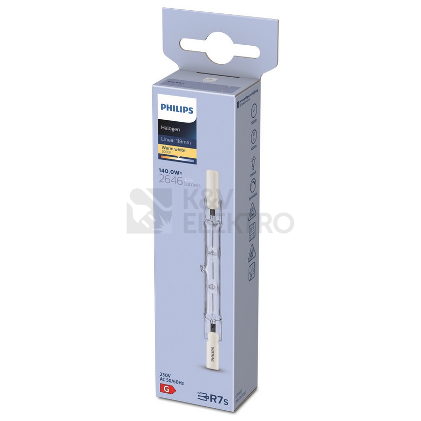 Obrázek produktu  Průmyslová halogenová žárovka Philips Halo Linear 140W R7s 118mm 3000K 2