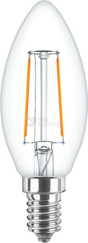 Obrázek produktu LED žárovka E14 Philips Classic Filament B35 2W (25W) teplá bílá (2700K), svíčka 0
