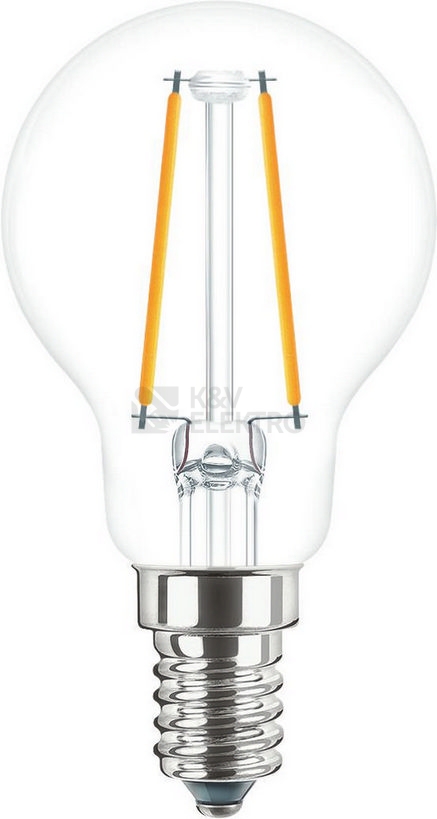 Obrázek produktu  LED žárovka E14 Philips Classic Filament P45 2W (25W) teplá bílá (2700K) 0