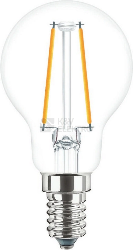 Obrázek produktu LED žárovka E14 Philips Classic Filament P45 2W (25W) teplá bílá (2700K) 0