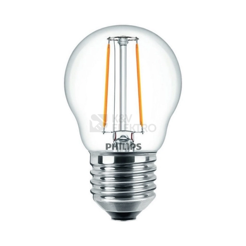 LED žárovka E27 Philips P45 Classic Filament 2W (25W) teplá bílá (2700K)