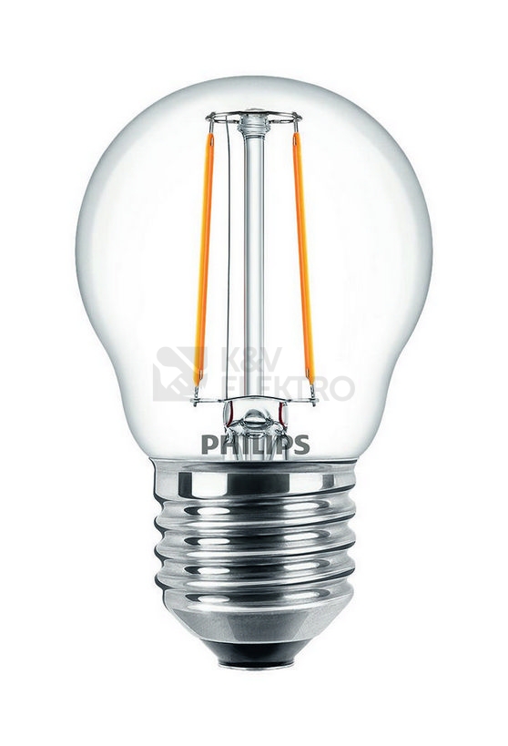 Obrázek produktu LED žárovka E27 Philips P45 Classic Filament 2W (25W) teplá bílá (2700K) 0