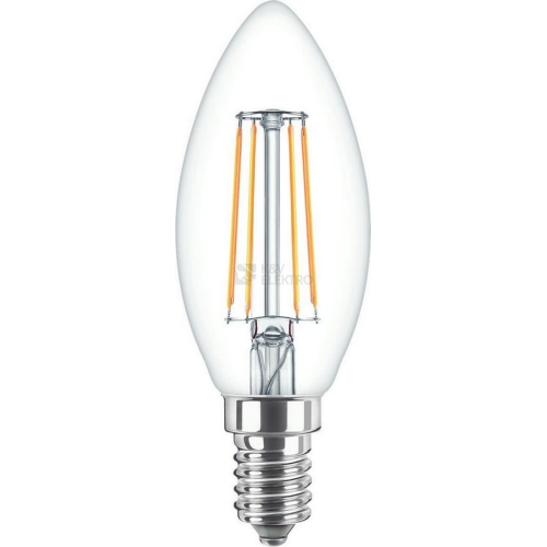 LED žárovka E14 Philips Classic Filament B35 4,3W (40W) teplá bílá (2700K), svíčka