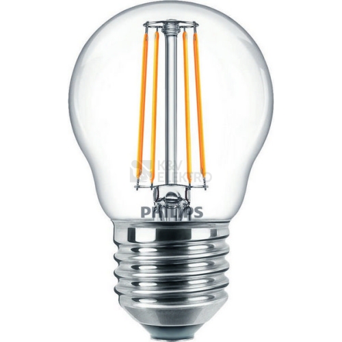 LED žárovka E27 Philips P45 Classic Filament 4,3W (40W) teplá bílá (2700K)